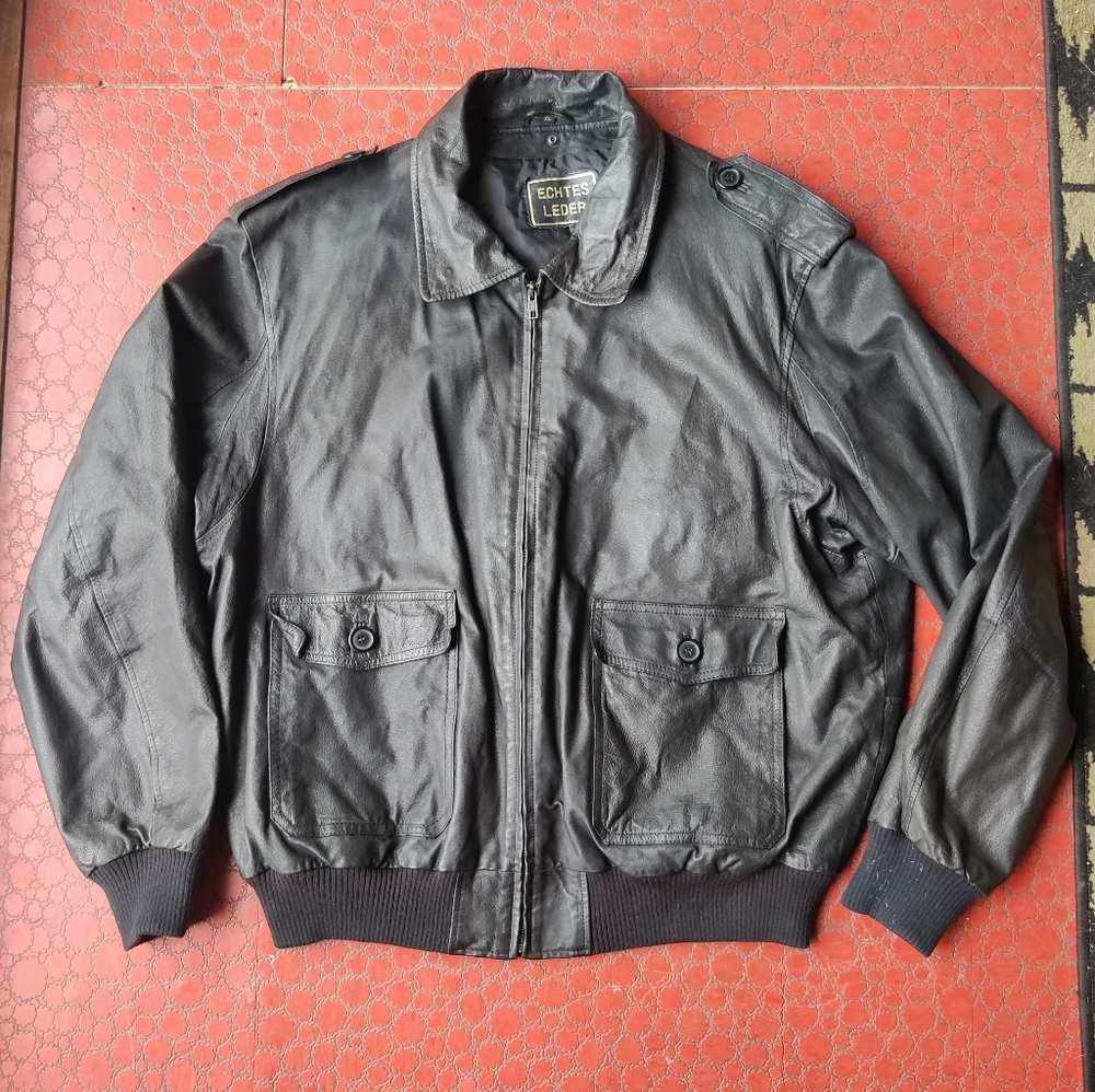 Echtes Leder Vegan Faux Black Leather Jacket Mens XL Moto Biker Lined Motorcycle